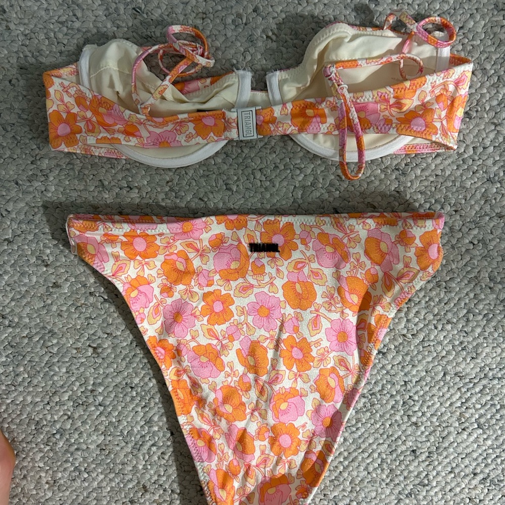 Triangl Floral Underwire Bikini Set in Pink & Orange - Picture 4 of 4